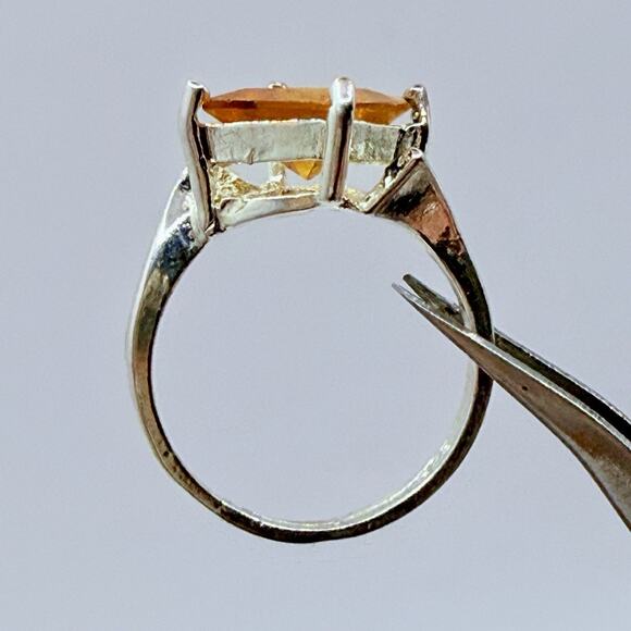 Vintage Sterling Silver 925 Ring Orange Stone Cocktail Statement Sz 5 Retro - Picture 4 of 15